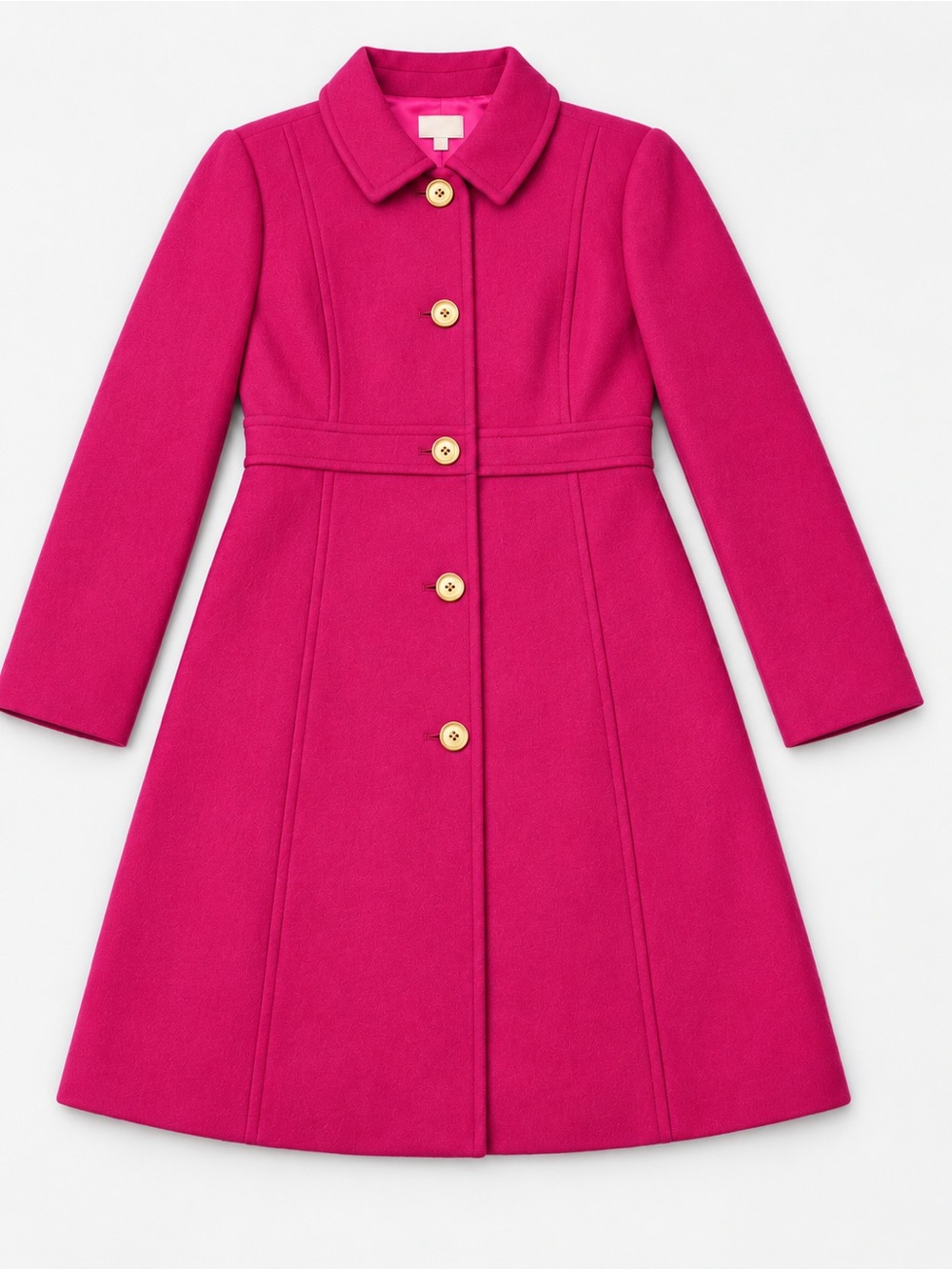 J.Crew Lady Day Wool Blend Coat Brilliant Berry Pink Size 12 Gold Buttons